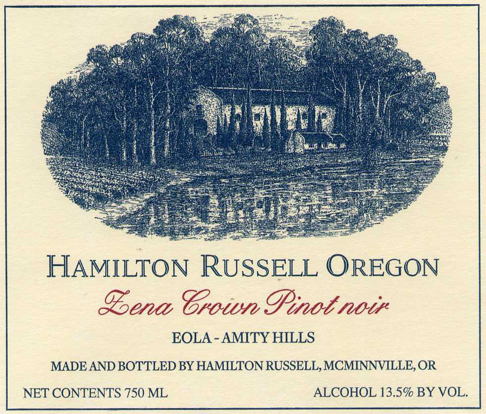 Hamilton Russell Pinot Noir Zena Crown Vineyard Eola-Amity Hills OR 2019