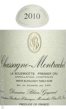 Domaine Blain-Gagnard Chassagne-Montrachet 'La Boudroitte' Chardonnay France Cote de Beaune 2018