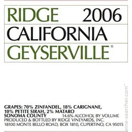 Ridge Vineyards Geyserville  Red Blend Alexander Valley 2020